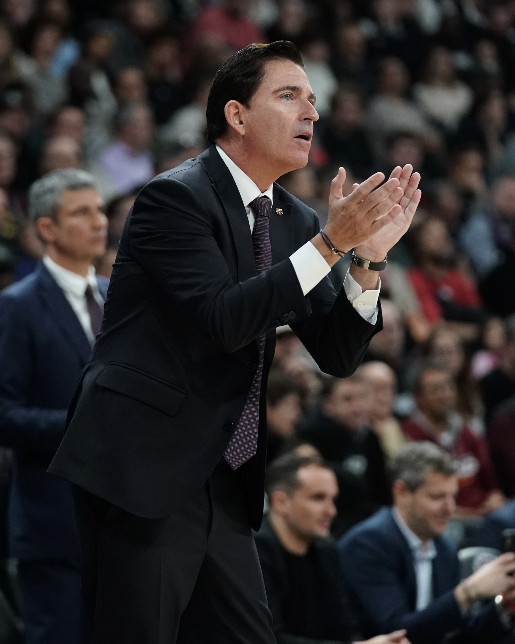 PARIS, FRANCE - DECEMBER 16: Xavi Pascual, Head Coach of FC Barcelona in action during the EuroLeague Regular Season Round 16 match between Paris Basketball and FC Barcelona at Adidas Arena on December 16, 2025 in Paris, France. (Photo by Herve Bellenger/Euroleague Basketball via Getty Images)