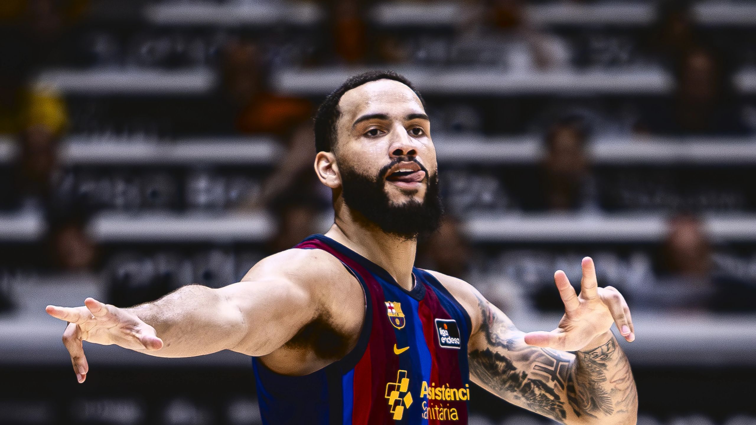 Tyrese Martin, dorsal 2 del Barça, con la camiseta azulgrana de la temporada 2026-27