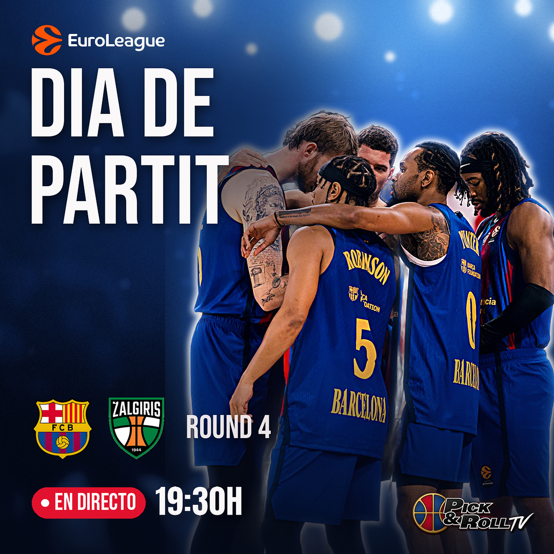 Cartel Dia de partit Barça-Zalgiris: en directo desde las 19:30