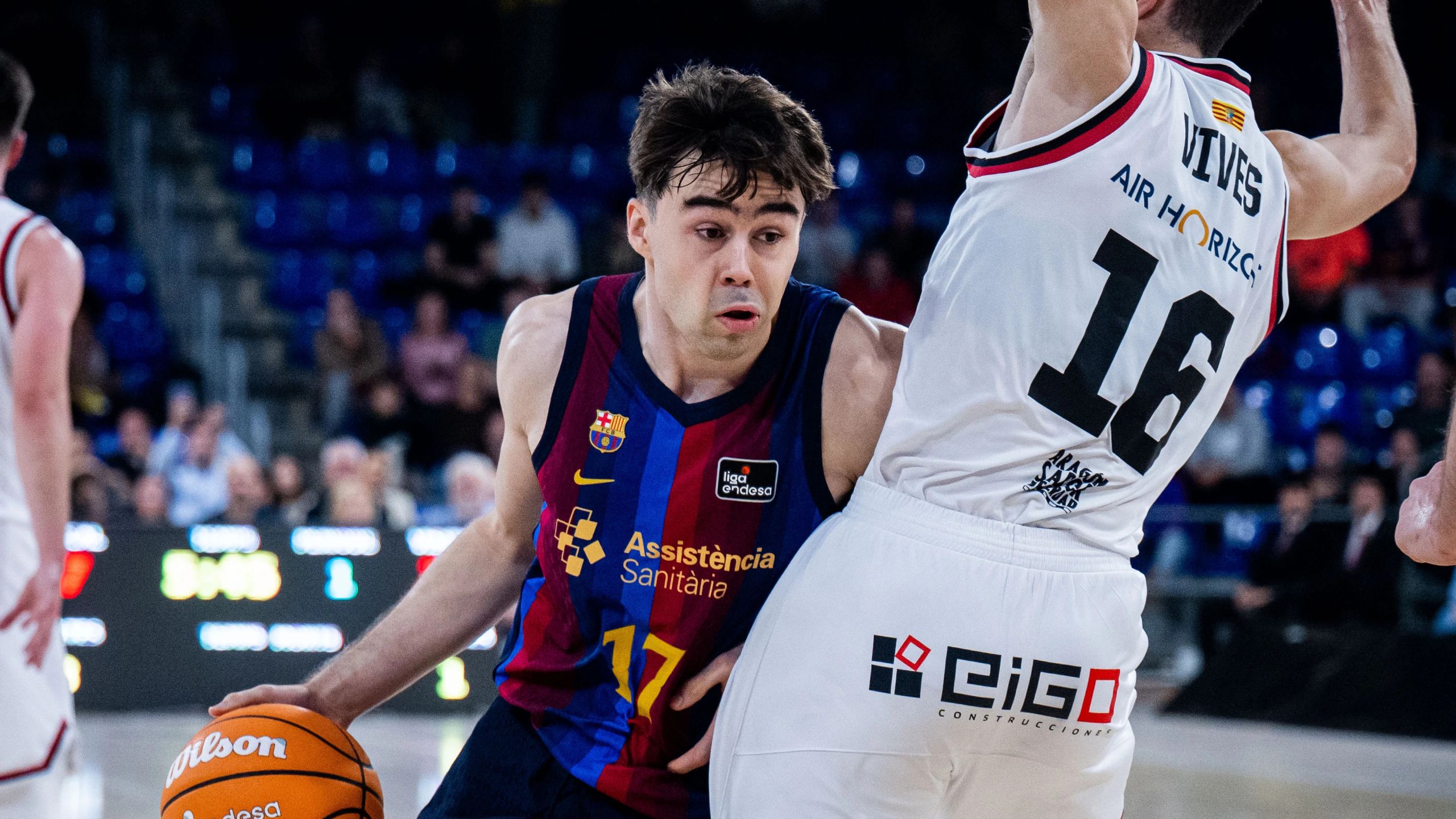 Juan Núñez, con la camiseta del Barça, ante el Casademont Zaragoza en el Palau