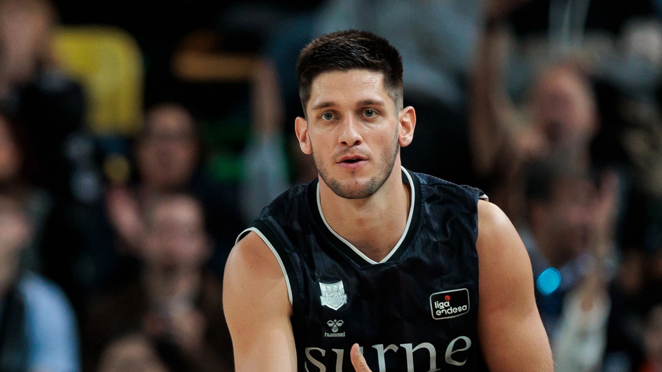 Martin Krampelj, del Surne Bilbao, gesticula durante el Bilbao-Andorra de la jornada 5 de la Liga Endesa