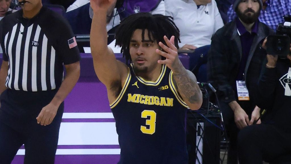 Elliot Cadeau, con la camiseta de Michigan, en un partido ante Northwestern en febrero de 2026