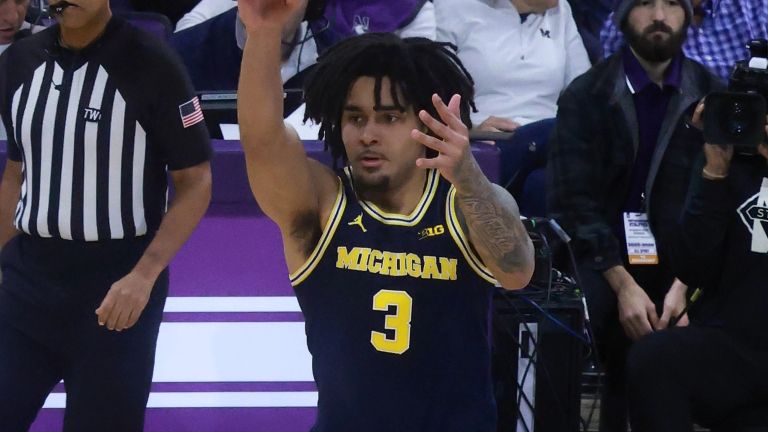 Elliot Cadeau, con la camiseta de Michigan, en un partido ante Northwestern en febrero de 2026