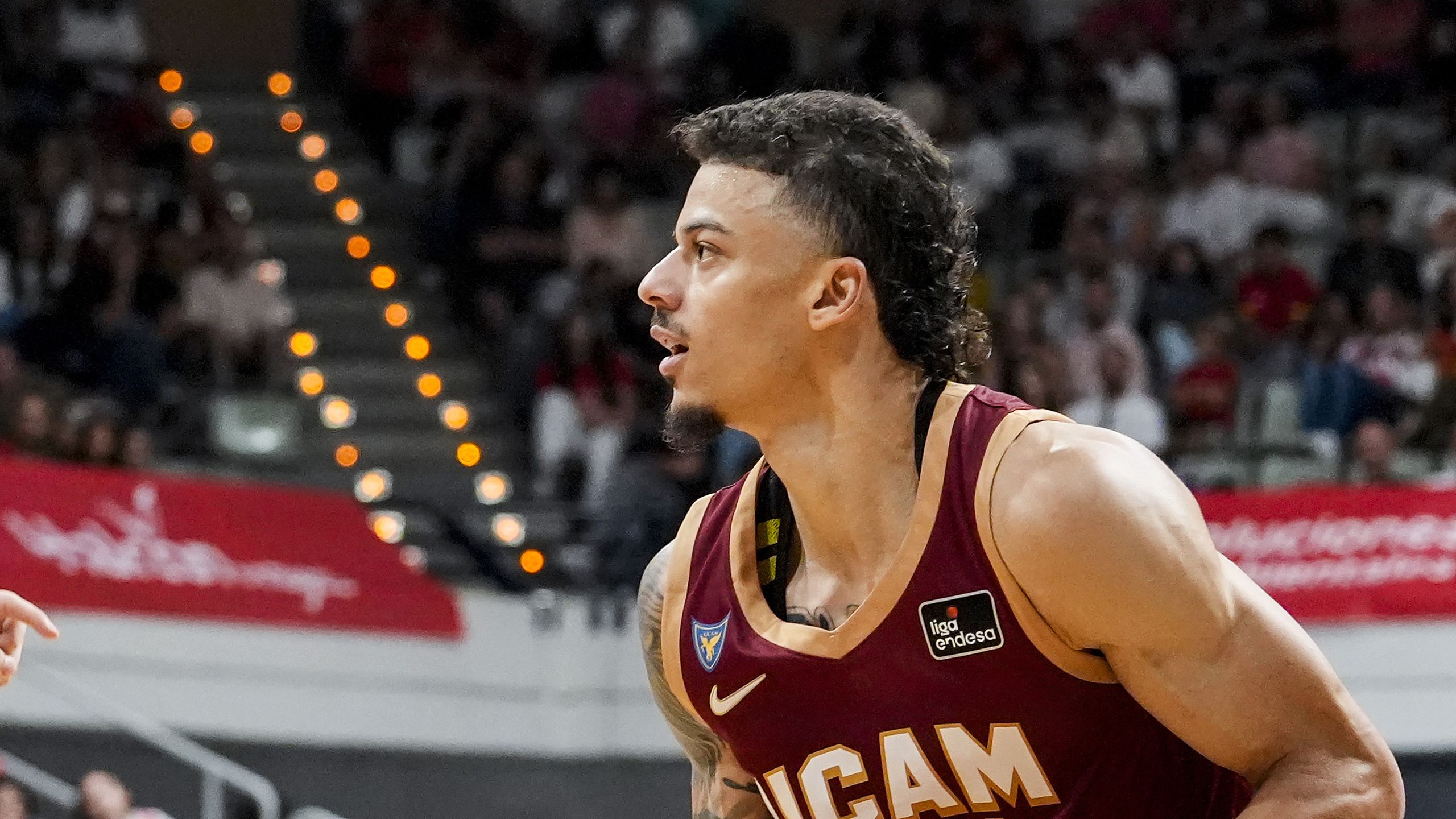 Jonah Radebaugh, dorsal 12 del UCAM Murcia, en el partido ante La Laguna Tenerife de la jornada 3 en Murcia
