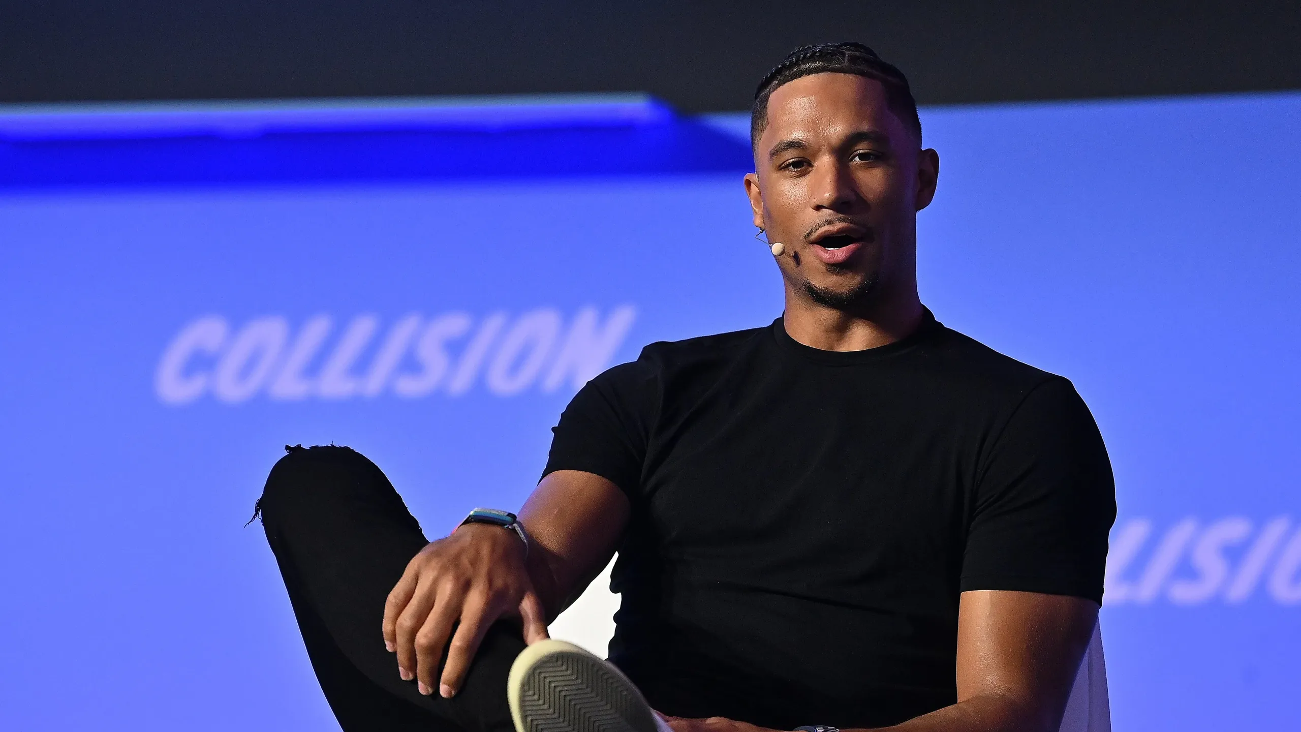 Josh Hart durante una charla en la conferencia Collision de 2022