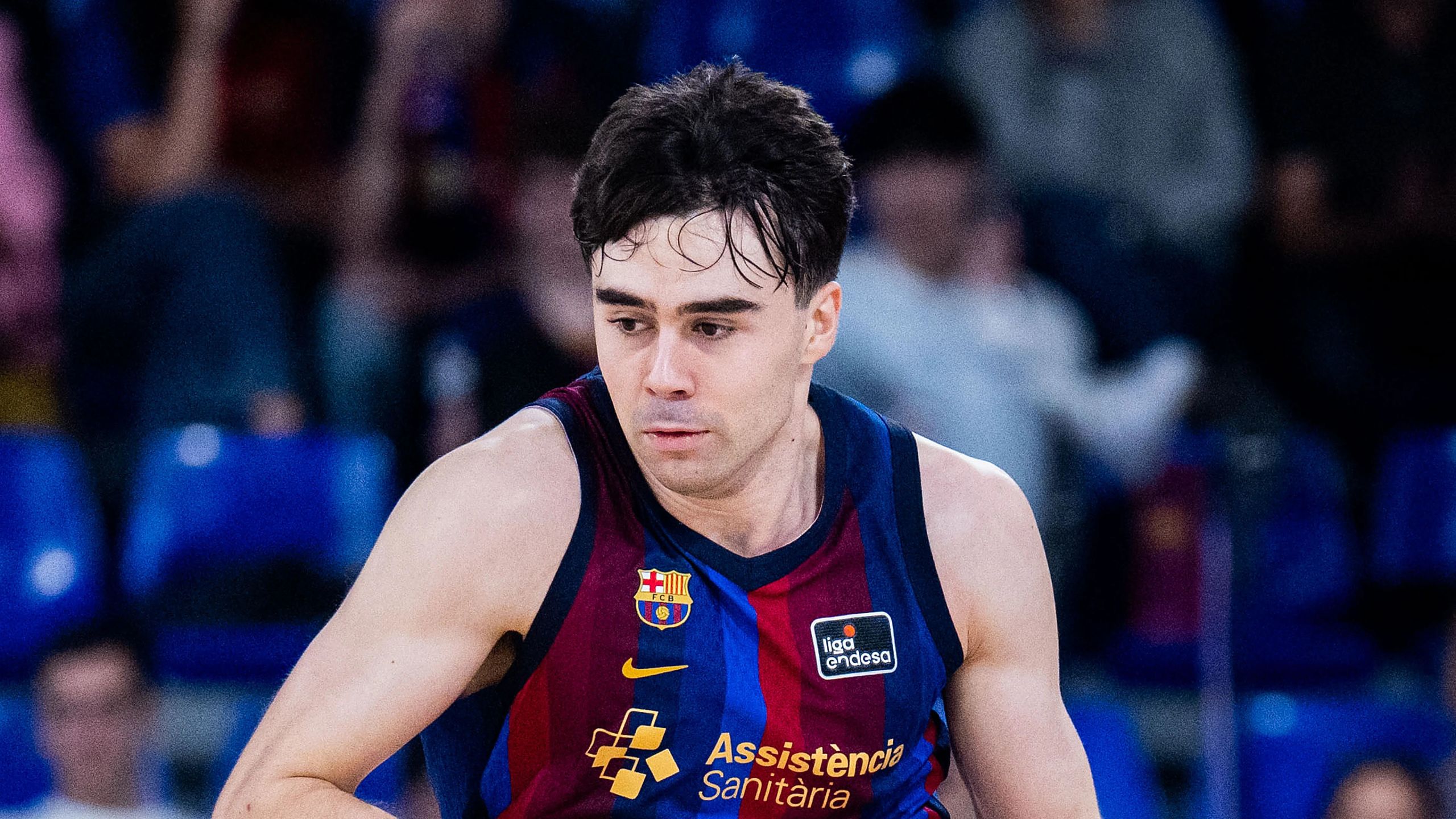 Juan Núñez, con la camiseta del Barça, en el partido ante el Casademont Zaragoza en el Palau Blaugrana