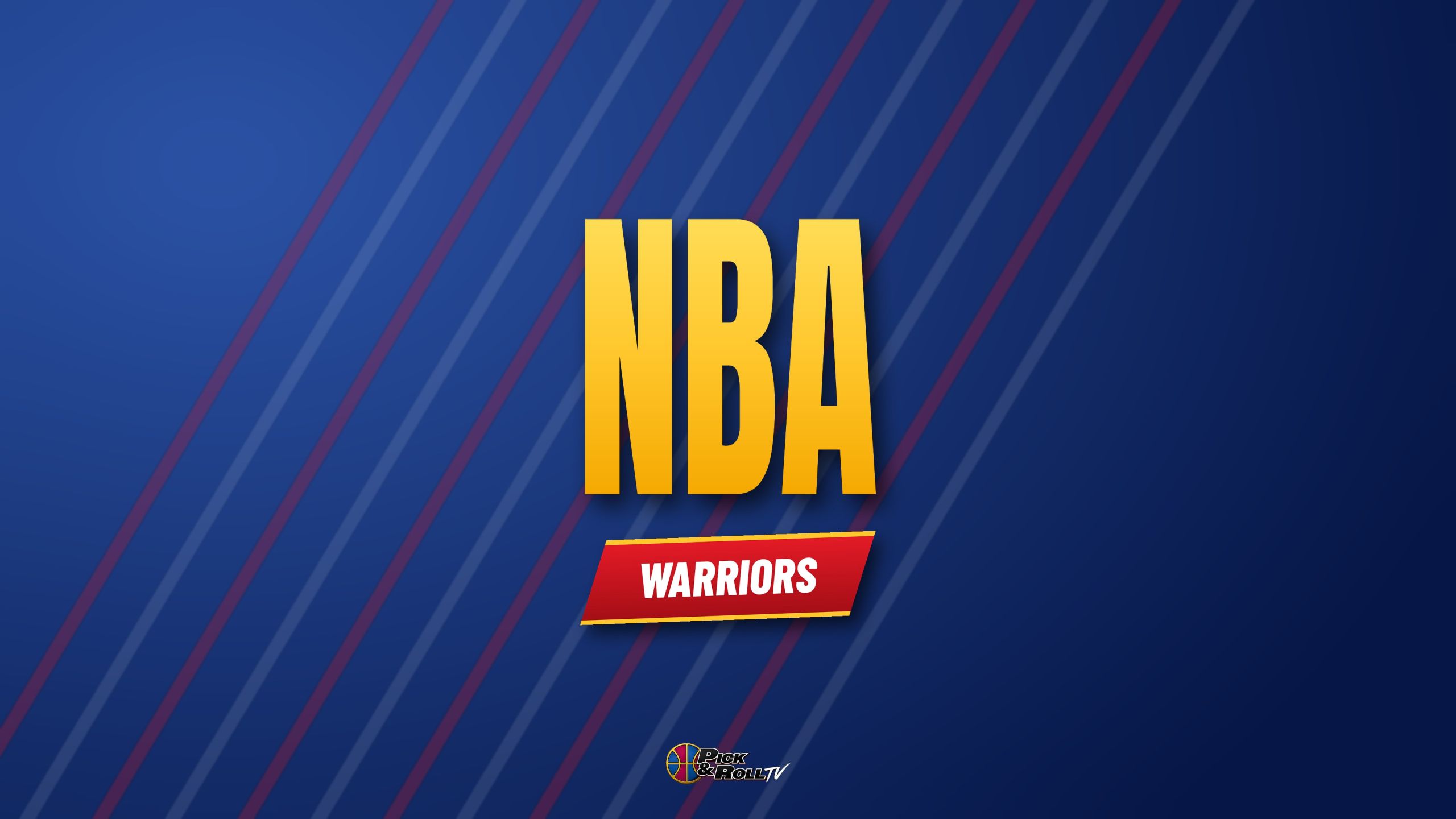Banner NBA de PickandRollTV con la cinta Warriors, sobre Kristaps Porziņģis