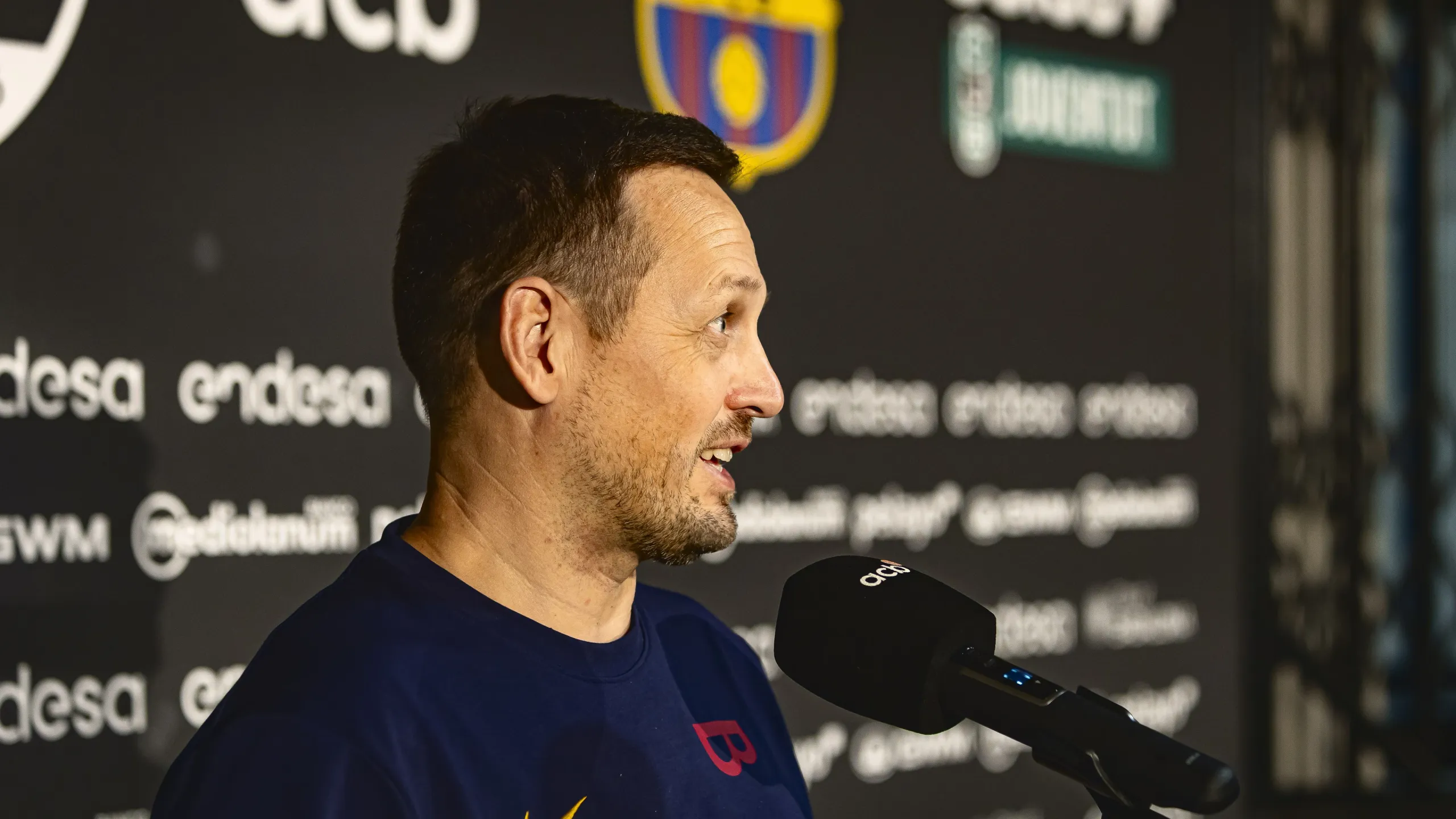 Aleksandar Sekulić, entrenador del Barça, atiende a los medios en la Supercopa Endesa 2026 en Badalona