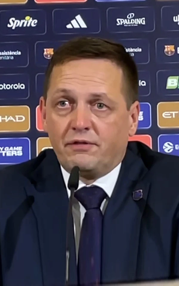 Aleksandar Sekulić, entrenador del Barça, en la rueda de prensa del Palau Blaugrana tras el Barça-Žalgiris de la cuarta jornada de la Euroliga