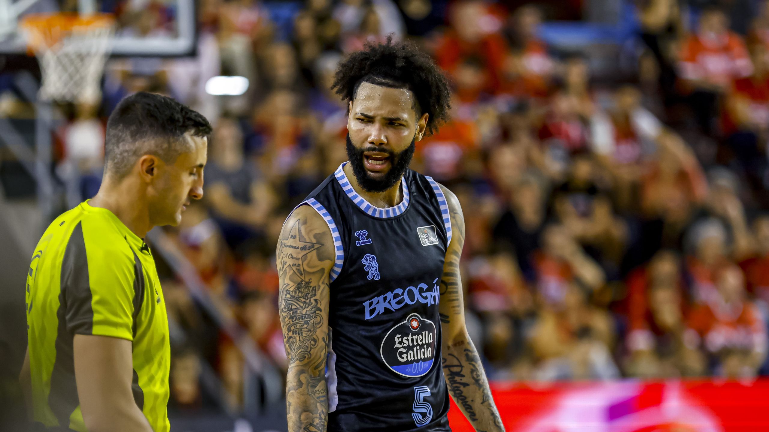 Tevin Brown, dorsal 5 del Río Breogán, en el partido ante el Kids&Us Manresa en el Nou Congost