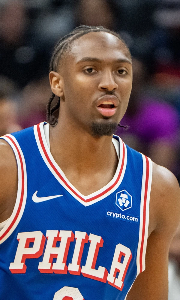 Tyrese Maxey, con el dorsal 0 de los Philadelphia 76ers, durante un partido de la temporada 2025-26